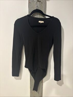 Madewell Black Long-Sleeve V-Neck Bodysuit